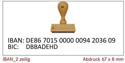 IBAN BIC Holzstempel 2 zeilig