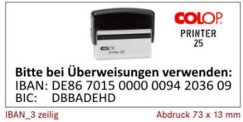 IBAN BIC Stempel Printer 25 - 3 zeilig